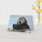 カリフォルニア海の遊オッターと石 カード (黄色い花)