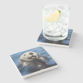 カリフォルニア海オッタEnhydra lutris)の森 ストーンコースター (横)