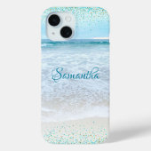 カリフォルニア海ビーチブルー金ゴールドカスタム紙吹雪 Case-Mate iPhoneケース (裏面)