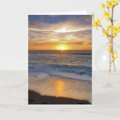 カリフォルニア海岸に沿う日没 カード (黄色い花)
