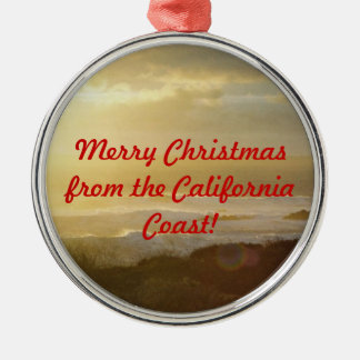 カリフォルニア海岸のオーナメントからのメリークリスマス メタルオーナメント