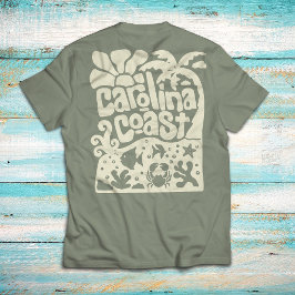 カリフォルニア海岸のビンテージレトロパームツリーオーシャン Tシャツ