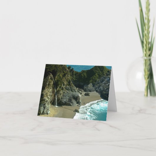 カリフォルニア海岸の滝Notecard カード (正面)