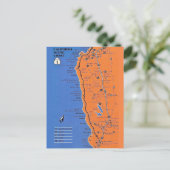 カリフォルニア海岸マップ ポストカード (スタンド正面)