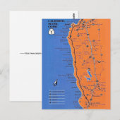 カリフォルニア海岸マップ ポストカード (正面/裏面)
