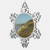 カリフォルニア海岸線風光明媚な旅行風景 スノーフレークピューターオーナメント (右)