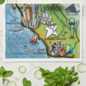 カリフォルニア漫画の地図 キッチンタオル (折り畳み)