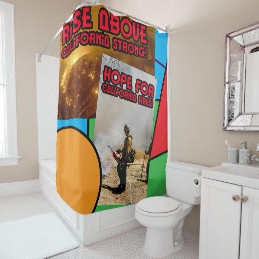 カリフォルニア火災をサポート！ シャワーカーテン (インサイチュ)
