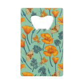 カリフォルニア産のケシと蛾が玉に乗った クレジットカード栓抜き (正面)