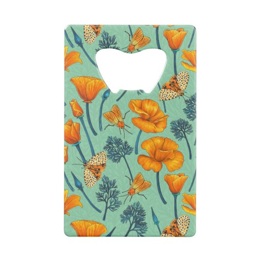 カリフォルニア産のケシと蛾が玉に乗った クレジットカード栓抜き (裏面)