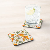 カリフォルニア産のケシと蛾が白い上に2 コースター (右側)