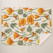 カリフォルニア産のケシと蛾が白い上に2 シェルパブランケット (正面(横))