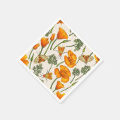 カリフォルニア産のケシと蛾が白い上に2 スタンダードカクテルナプキン (角)