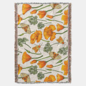 カリフォルニア産のケシと蛾が白い上に2 スローブランケット (正面縦)