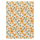 カリフォルニア産のケシと蛾が白い上に2 テーブルクロス (正面)