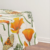 カリフォルニア産のケシと蛾が白い上に2 テーブルクロス (インサイチュ)