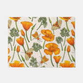 カリフォルニア産のケシと蛾が白い上に2 ドアマット (正面)