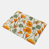 カリフォルニア産のケシと蛾が白い上に2 ドアマット (アングル)