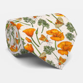 カリフォルニア産のケシと蛾が白い上に2 ネクタイ (ロール)