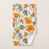 カリフォルニア産のケシと蛾が白い上に2 バスタオルセット (ハンドタオル)