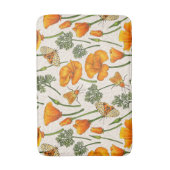 カリフォルニア産のケシと蛾が白い上に2 バスマット (正面縦)