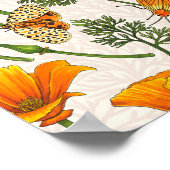 カリフォルニア産のケシと蛾が白い上に2 ポスター (角)