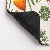 カリフォルニア産のケシと蛾が白い上に2 マウスパッド (コーナー)