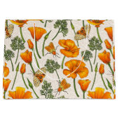 カリフォルニア産のケシと蛾が白い上に2 ラージペーパーバッグ (正面)