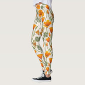 カリフォルニア産のケシと蛾が白い上に2 レギンス (左)