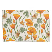 カリフォルニア産のケシと蛾が白い上に2 枕カバー (正面左)