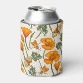 カリフォルニア産のケシと蛾が白い上に2 缶クーラー (缶正面)