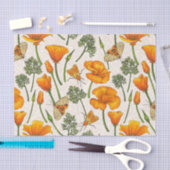 カリフォルニア産のケシと蛾が白い上に2 薄葉紙 (クラフト)