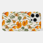 カリフォルニア産のケシと蛾が白い上に2 iPhoneケース (裏面横)