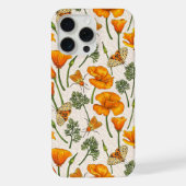 カリフォルニア産のケシと蛾が白い上に2 iPhoneケース (裏面)