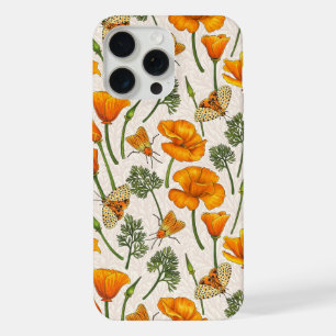 カリフォルニア産のケシと蛾が白い上に2 iPhone 15 PRO MAXケース