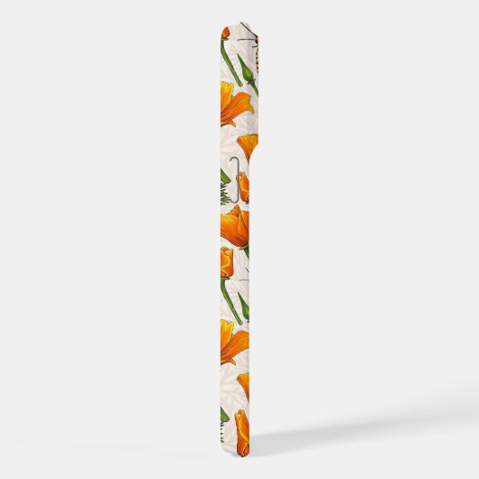 カリフォルニア産のケシと蛾が白い上に2 iPhoneケース (右側面)