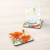 カリフォルニア産のケシ科のケシのオレンジ色 コースター (右側)
