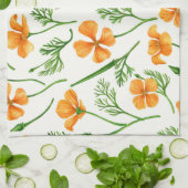 カリフォルニア産のケシ、夏期の花、オレンジ色のウィル キッチンタオル (折り畳み)