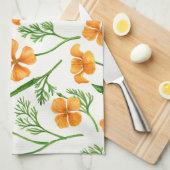 カリフォルニア産のケシ、夏期の花、オレンジ色のウィル キッチンタオル (四つ折り)