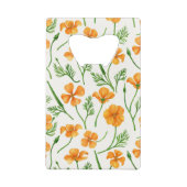 カリフォルニア産のケシ、夏期の花、オレンジ色のウィル クレジットカード栓抜き (裏面)