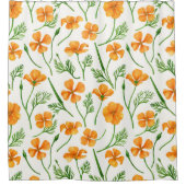 カリフォルニア産のケシ、夏期の花、オレンジ色のウィル シャワーカーテン (正面)