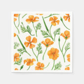 カリフォルニア産のケシ、夏期の花、オレンジ色のウィル スタンダードカクテルナプキン (正面)