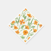 カリフォルニア産のケシ、夏期の花、オレンジ色のウィル スタンダードカクテルナプキン (角)