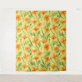 カリフォルニア産のケシ、夏期の花、オレンジ色のウィル タペストリー (正面)