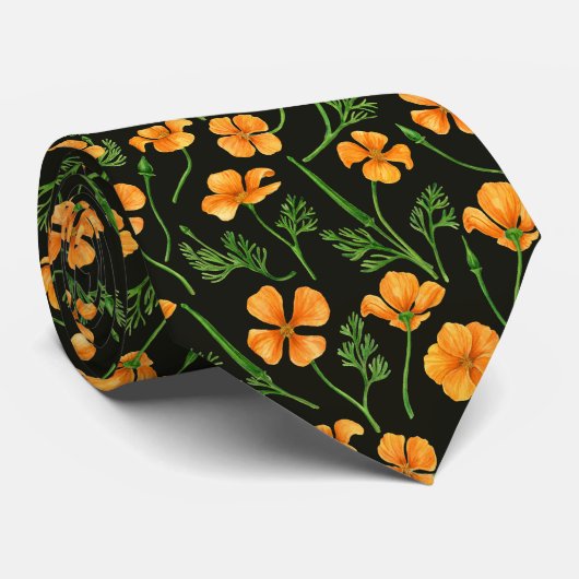 カリフォルニア産のケシ、夏期の花、オレンジ色のウィル ネクタイ (ロール)