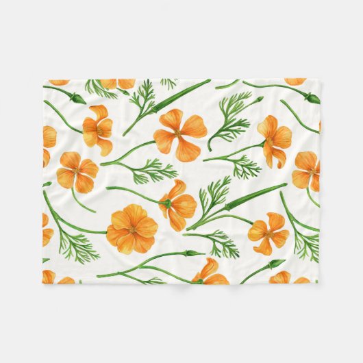 カリフォルニア産のケシ、夏期の花、オレンジ色のウィル フリースブランケット (正面(横))