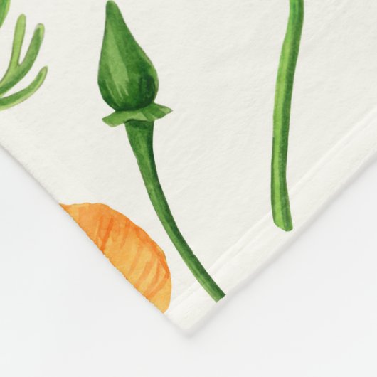 カリフォルニア産のケシ、夏期の花、オレンジ色のウィル フリースブランケット (角)