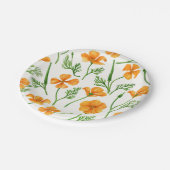 カリフォルニア産のケシ、夏期の花、オレンジ色のウィル ペーパープレート (アングル)