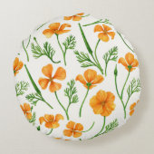カリフォルニア産のケシ、夏期の花、オレンジ色のウィル ラウンドクッション (裏面)