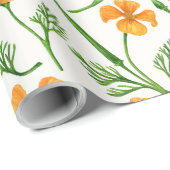 カリフォルニア産のケシ、夏期の花、オレンジ色のウィル ラッピングペーパー (ロールコーナー)